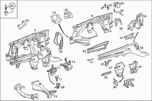 MB E W124 Front Right Spring Bracing A1246200428 NEW …