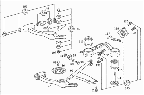 Передняя подвеска w124 схема