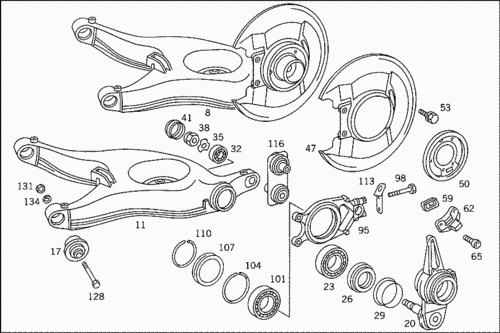 Схема задней подвески w210