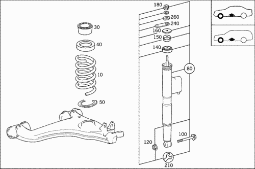 W210 схема передней подвески