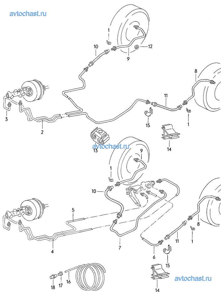 Ауди 80 расположение тормозных трубок