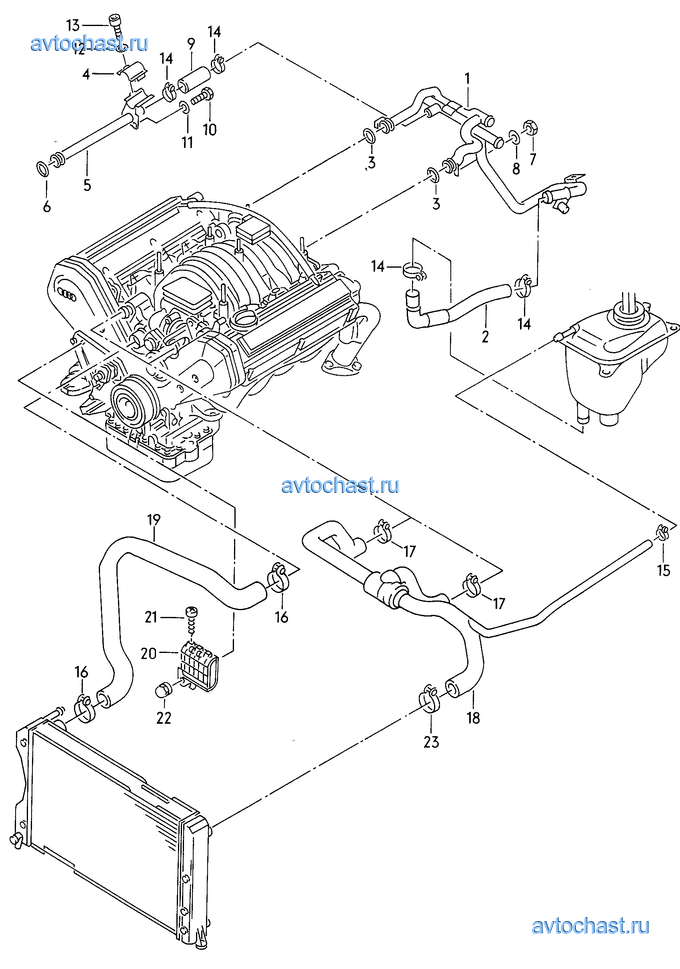 Ауди а8 д2 схема охлаждения