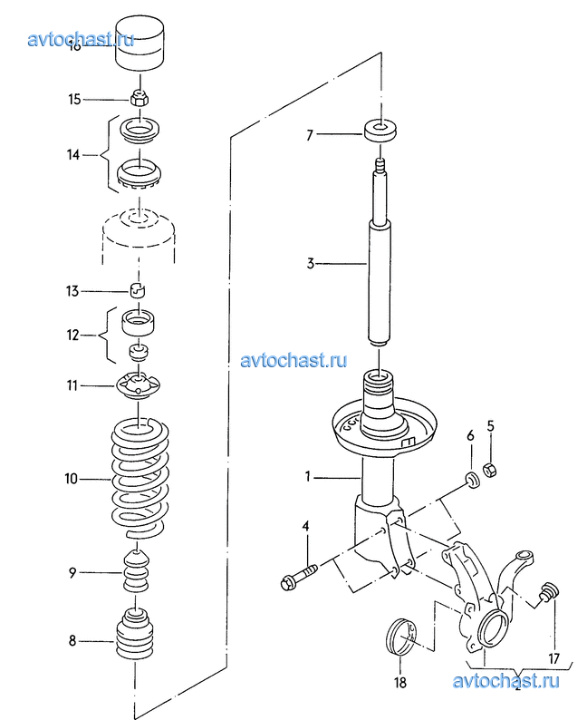 Стойка ауди 80 б3 передняя схема