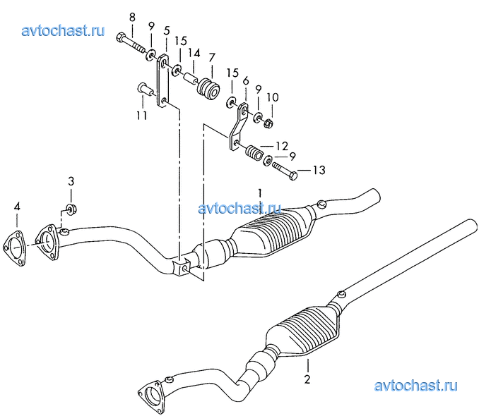 Ауди а4 б5 схема глушителя