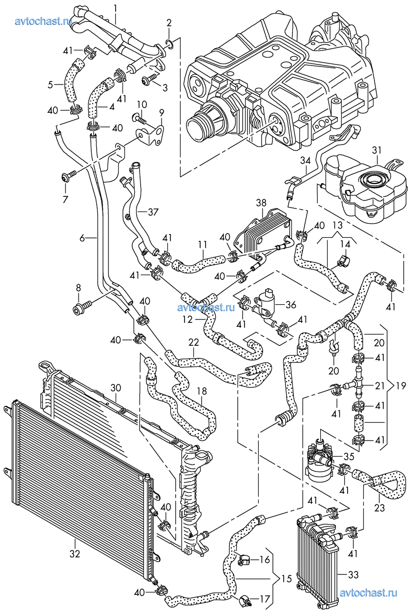 Ауди а8 д2 схема охлаждения