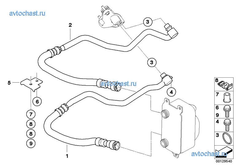 Трубопровод радиатора охл.масла в двиг.