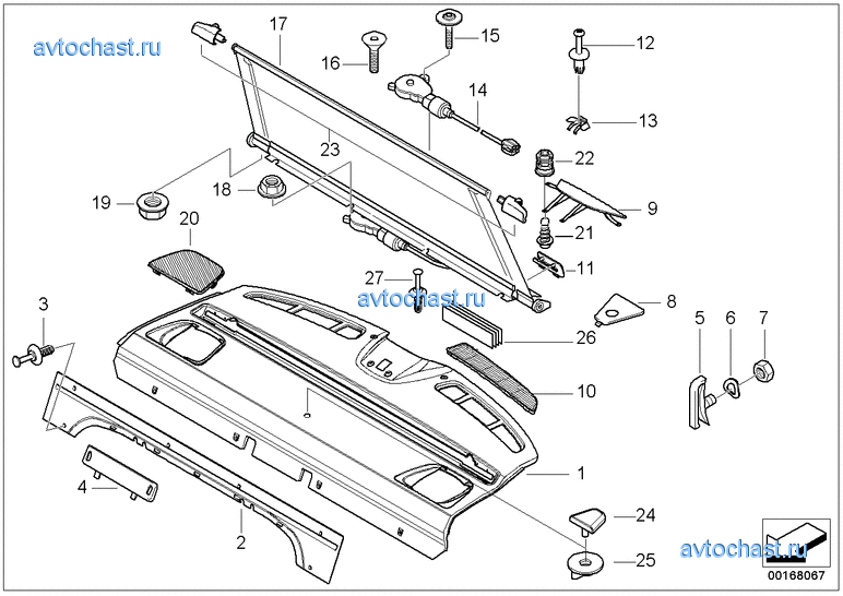 Полка за зад.сид./солнцез.штора с эл.пр.