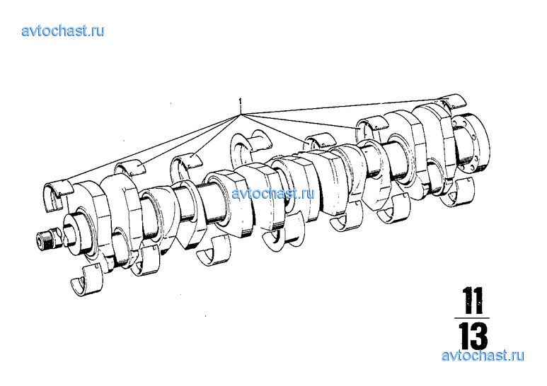 коленчатый вал с вкладышами подшипников
