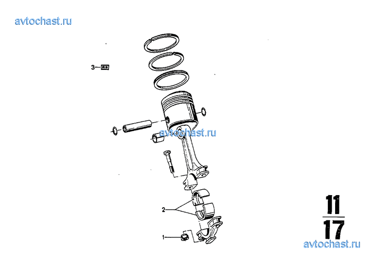 Шатун со вкладышем подшипника