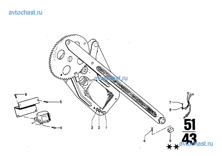 Механизм перемещения стекла двери Зд