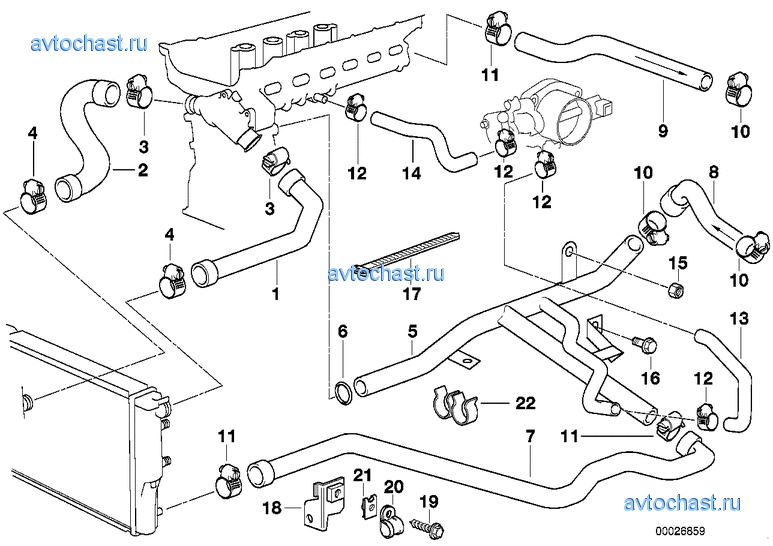 Водяной шланг системы охлаждения