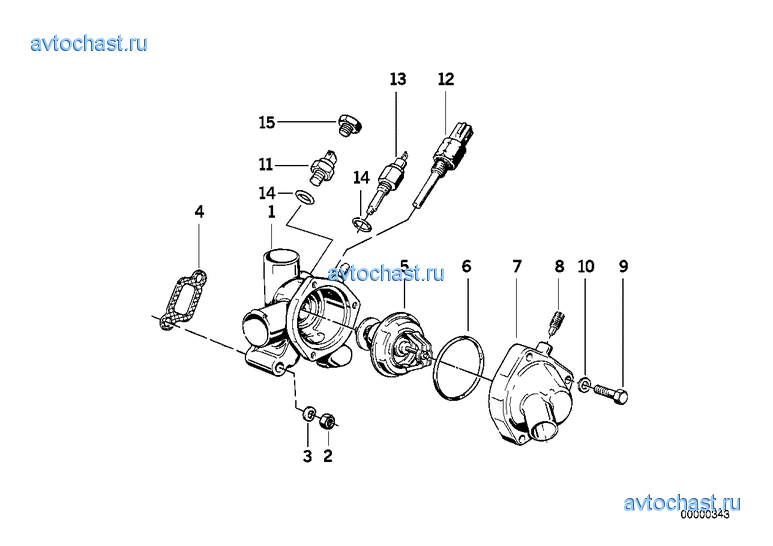 Корпус термостата системы охлаждения