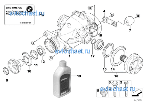 Сторона входа/выхода редуктора зад.моста