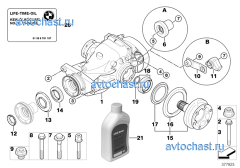 Сторона входа/выхода редуктора зад.моста