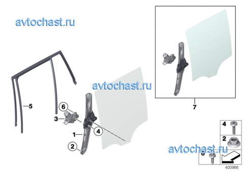 Механизм перемещения стекла двери Зд