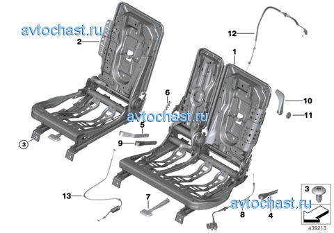 Каркас подушки заднего сиденья