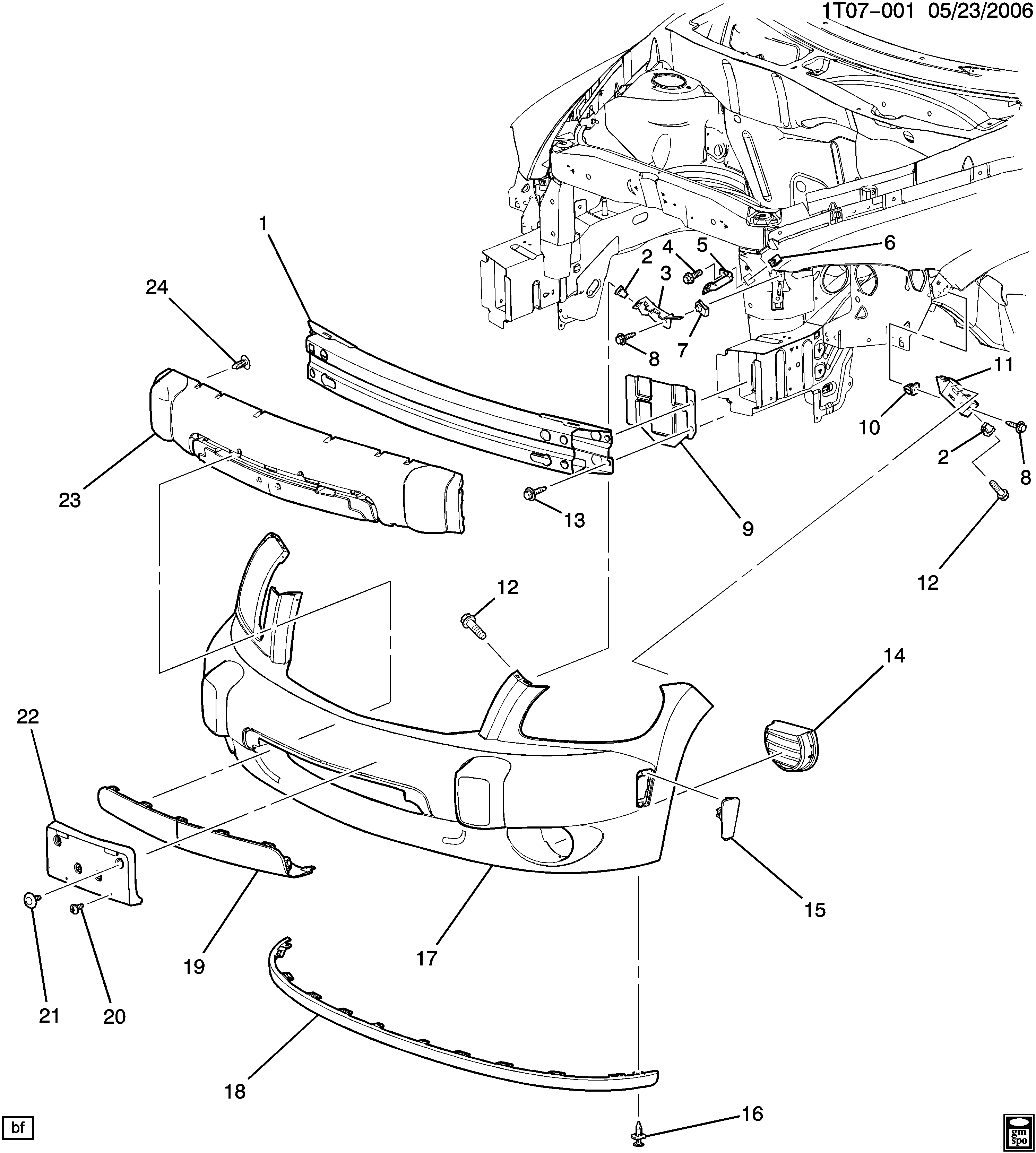 Каталог деталей шевроле. Chevrolet запчасти. 15849469 Support,FRT BPR fascia CTR.