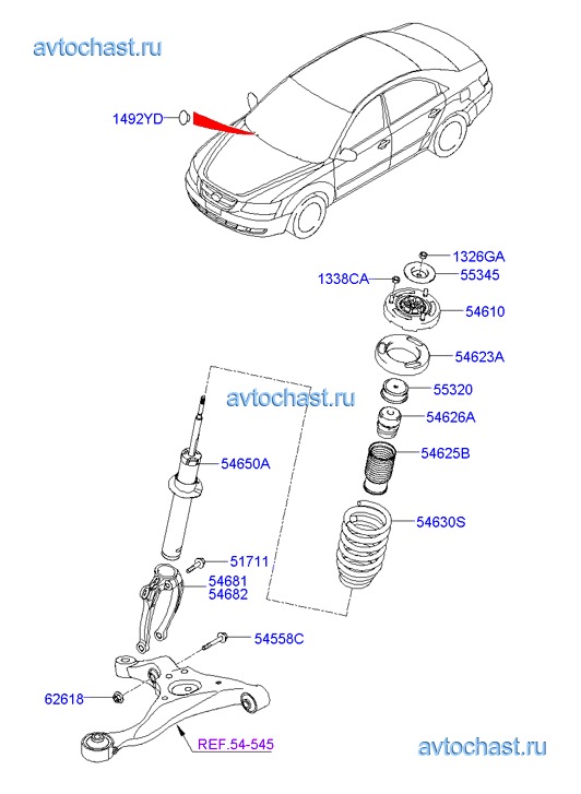 Каталог запчастей hyundai sonata. Подвеска Hyundai Sonata NF схема. Sonata NF передняя подвеска схема. Схема передней подвески Hyundai Sonata. Схема передней подвески Хендай Соната 2006 год.