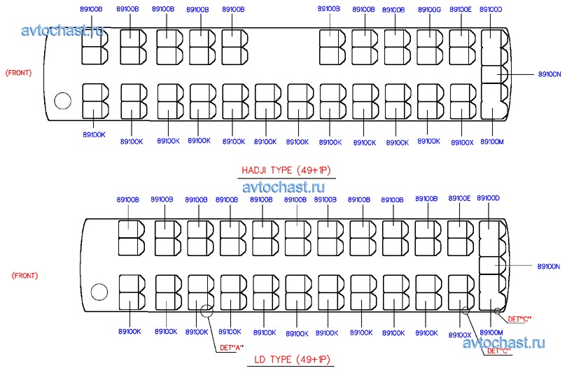 Места в автобусе хундай схема
