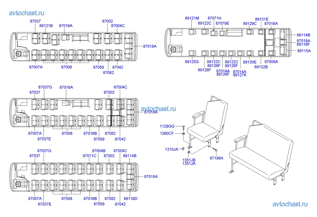 Места в автобусе хундай схема