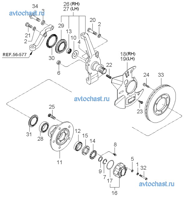 Схема передней ступицы киа спортейдж 1 поколения