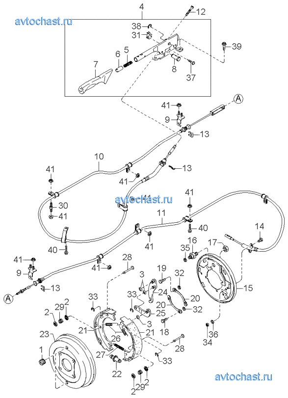Схема ручного тормоза киа спектра