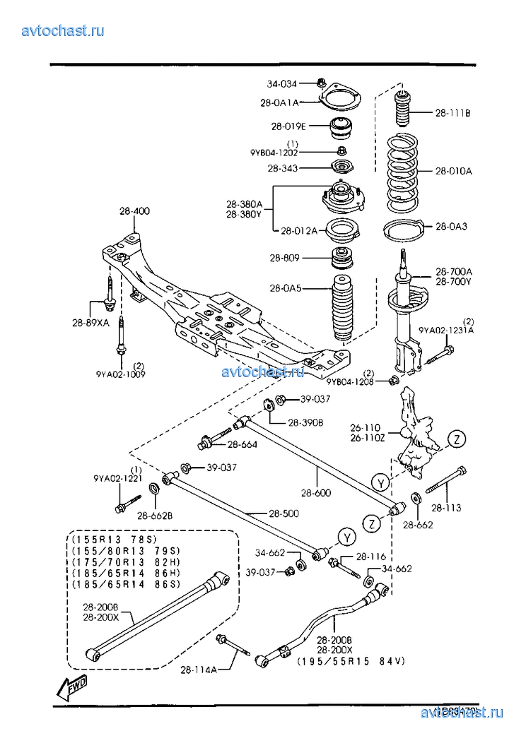 Передняя подвеска мазда демио dw3w схема и названия