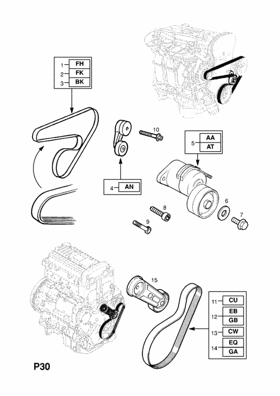 Опель зафира схема приводного ремня