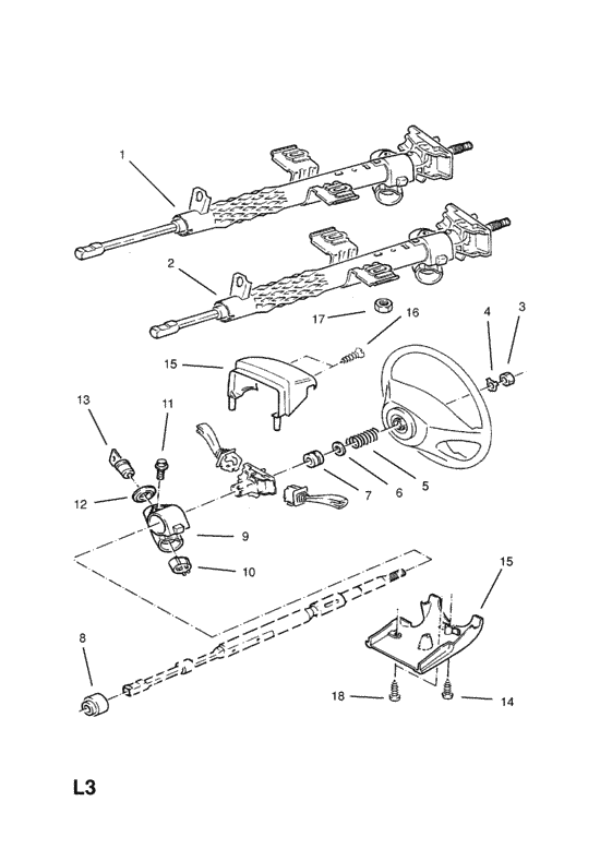 Схема рулевой колонки опель вектра с