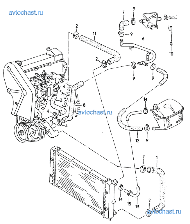 Пассат б5 схема охлаждения