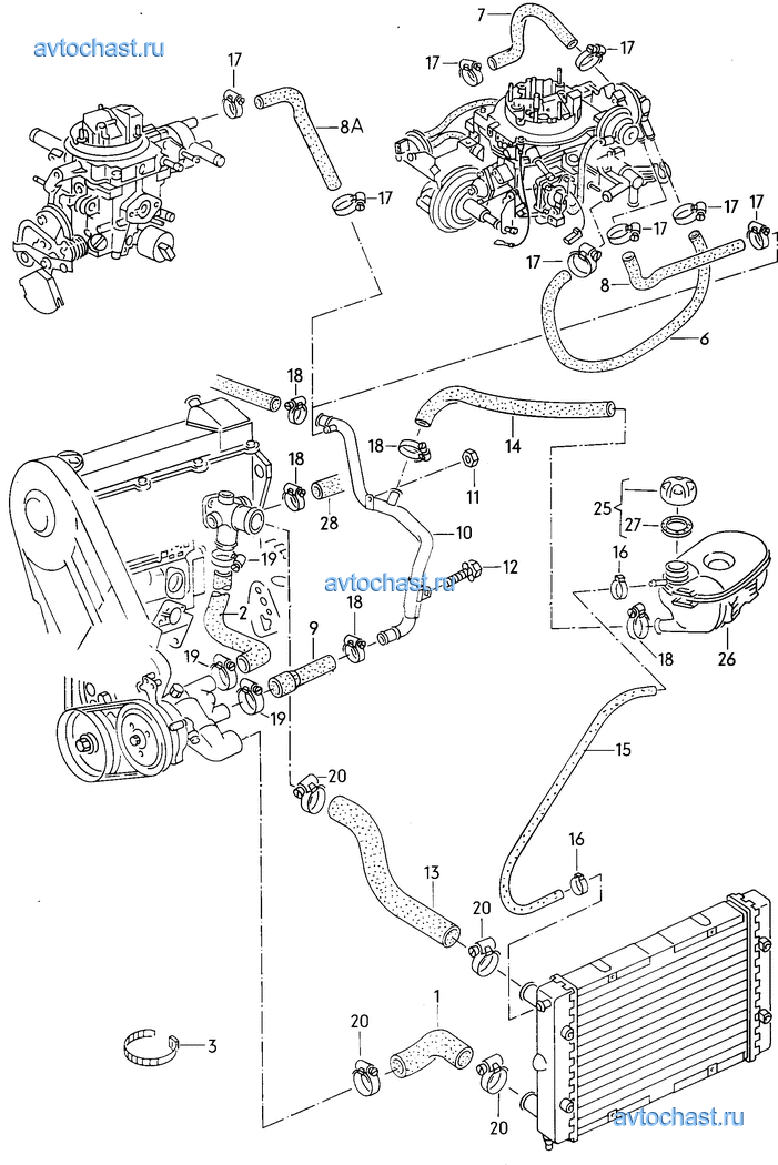 Схема охлаждения двигателя гольф 3