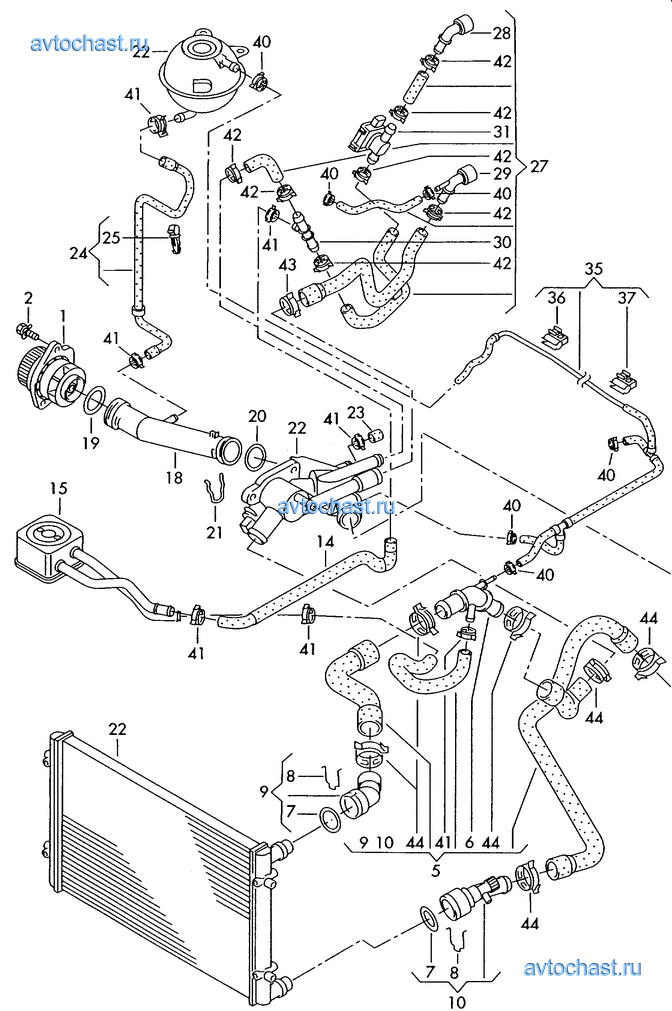 Схема охлаждения двигателя гольф 3